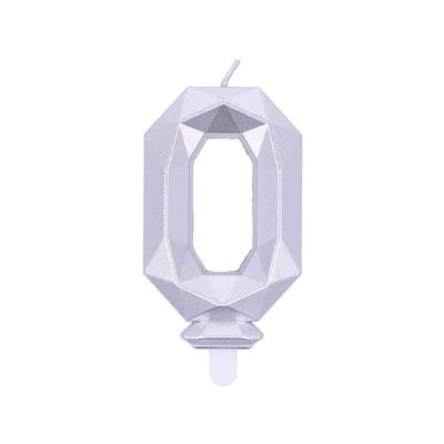 Candelina compleanno numero 0 zero in cera Diamond Silver Argento h 7,5 cm 