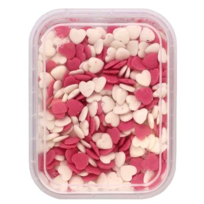 Cuoricini di zucchero rosa e bianchi piccoli per decorazioni 40 g