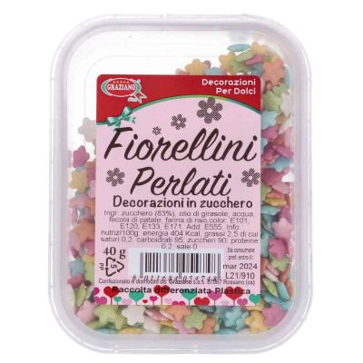 Fiorellini di zucchero colori misti perlati per decorazione torte 40 g