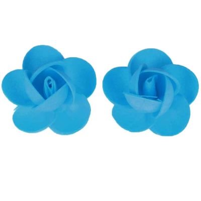 2 Rose di cialda fiori grandi di ostia blu per decorazione