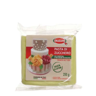 Pasta di zucchero verde acido per copertura 250 g Graziano