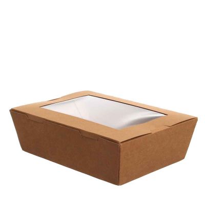 50 Contenitori take away in cartoncino con finestra 16,5x22,4xh6,5cm