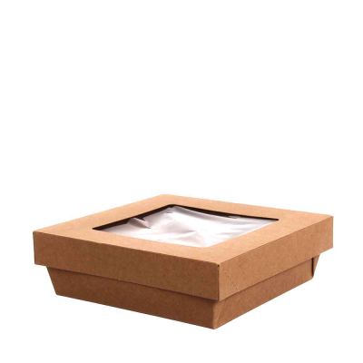 30 Box contenitori take away con coperchio a finestra 16,3x16,3xh5cm
