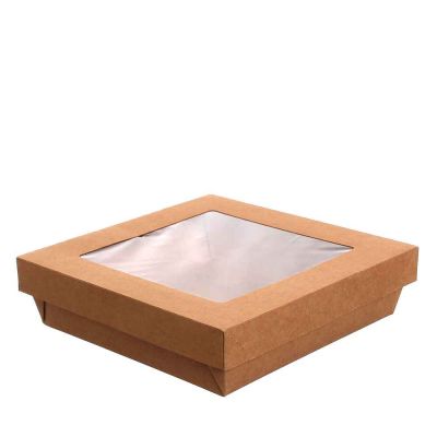 30 Box contenitori take away con coperchio a finestra 19,2x19,2xh5cm