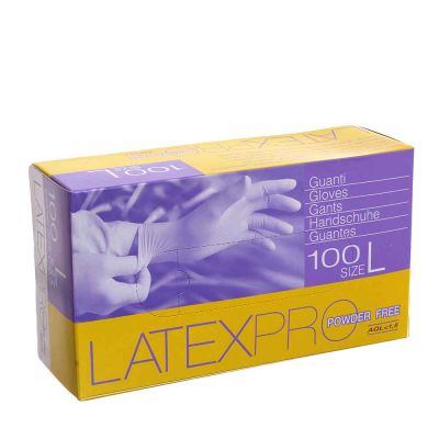 100 Guanti in lattice monouso ambra Icoguanti Latex Pro Powderfree L 8-8,5