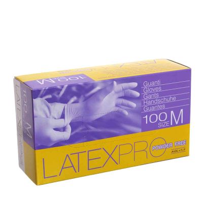100 Guanti in lattice monouso ambra Icoguanti Latex Pro Powderfree M 7-7,5