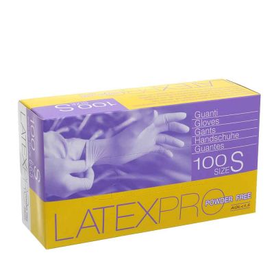 100 Guanti in lattice monouso ambra Icoguanti Latex Pro Powderfree S 6-6,5