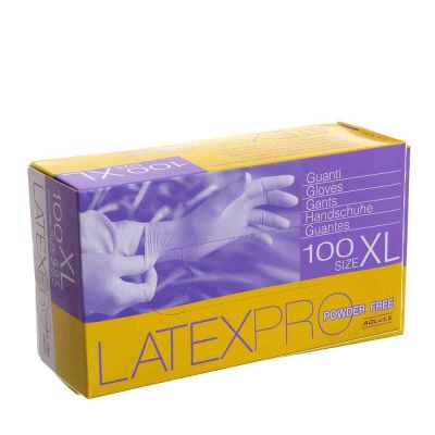 100 Guanti in lattice monouso ambra Icoguanti Latex Pro Powderfree XL 9-9,5