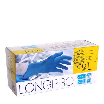 100 Guanti nitrile lunghi Icoguanti Long Pro extra resistenti L 8-8,5