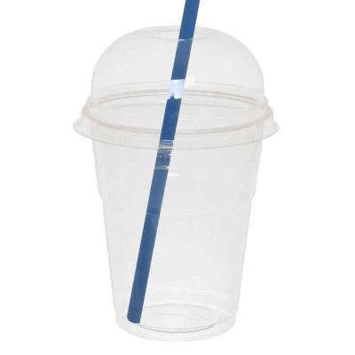 Bicchieri con coperchio a cupola forato compostabili in PLA 350cc