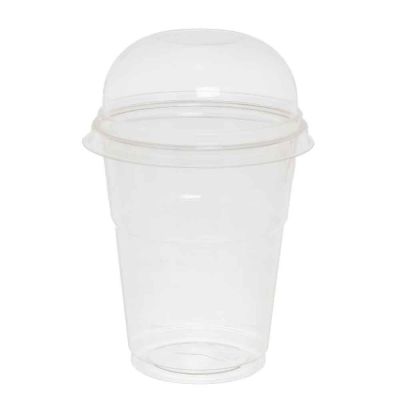 Bicchieri con coperchio a cupola senza foro compostabili in PLA 350cc