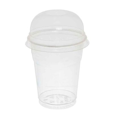 Bicchieri con coperchio a cupola senza foro compostabili in PLA 300cc