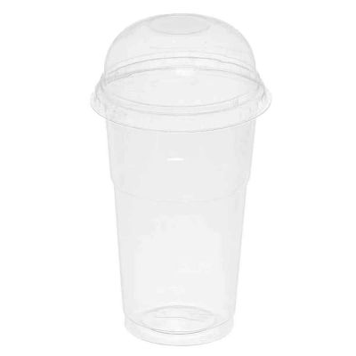 Bicchieri con coperchio a cupola senza foro compostabili in PLA 500cc