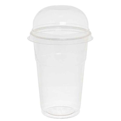 Bicchieri con coperchio a cupola senza foro compostabili in PLA 400cc