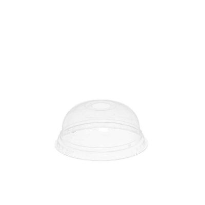 50 Coperchi compostabili a cupola con foro PLA trasparente Ø8,5 h4,2cm