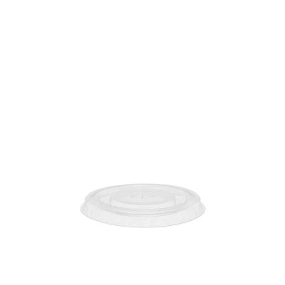 50 Coperchi compostabili piatti con foro a croce PLA trasparente Ø7,8 h1cm 