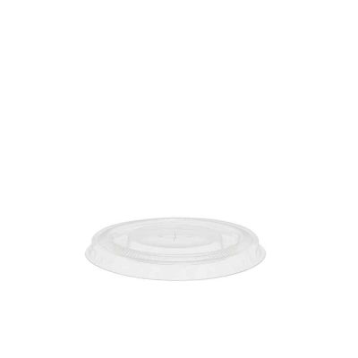50 Coperchi compostabili piatti con foro a croce PLA trasparente Ø9,5 h1cm