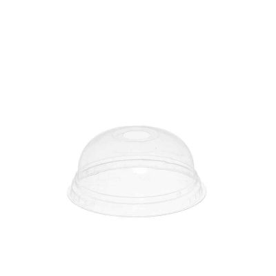 50 Coperchi compostabili a cupola con foro PLA trasparente Ø9,5 h4,4cm