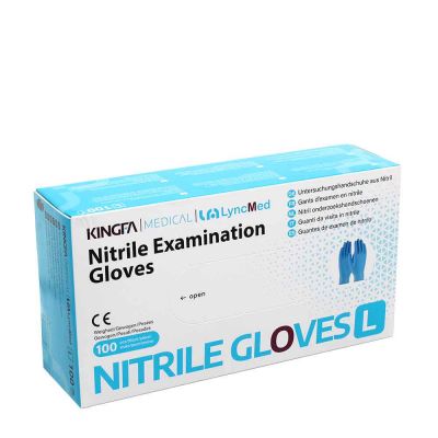 100 Guanti nitrile medicali monouso Kingfa blu taglia L 8-8,5