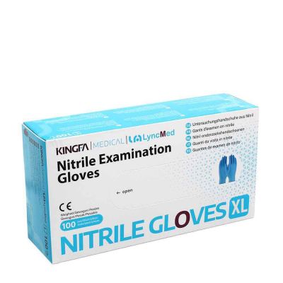 100 Guanti nitrile medicali monouso Kingfa blu taglia XL 9-9,5