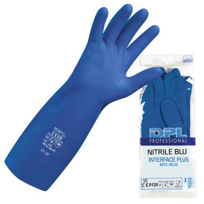 1 Paio guanti da lavoro lunghi riutilizzabili in nitrile Icoguanti NITRILE BLU