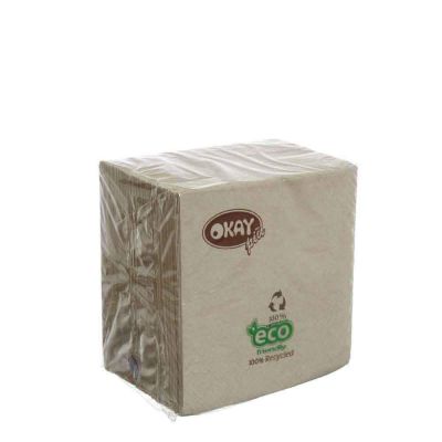 100 Tovaglioli da cocktail in carta ovatta riciclata 2 veli 25x25 Okay ecrù