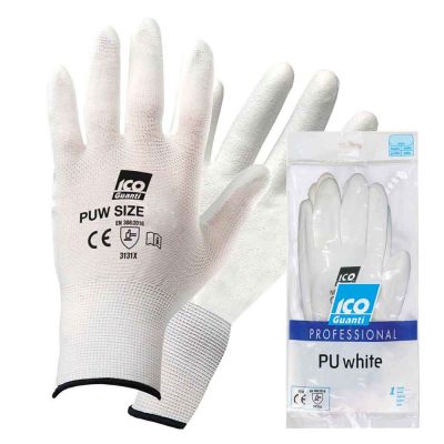 1 Paio guanti da lavoro riutilizzabili in maglia Icoguanti PU white 