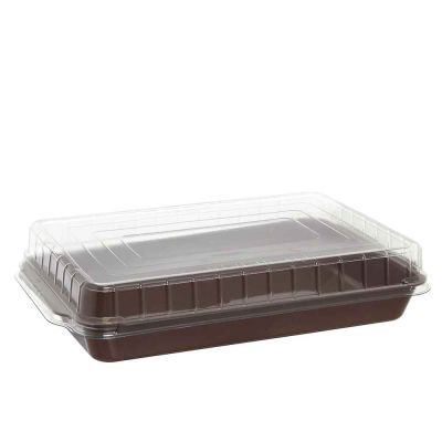 3 Contenitori per tiramisù in plastica marrone con coperchio alto