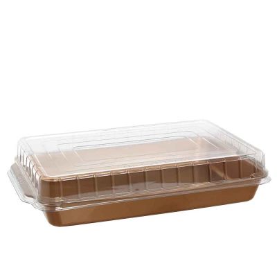 3 Contenitori per tiramisù in plastica oro con coperchio alto