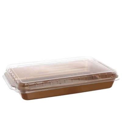 3 Contenitori per tiramisù in plastica oro con coperchio basso