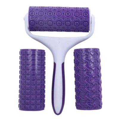 Set 3 rulli decorativi intercambiabili con 1 manico fantasie geometriche 