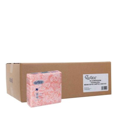 Cartone 800 Tovaglioli airlaid di carta effetto tnt rose rosa 40x40cm Astor