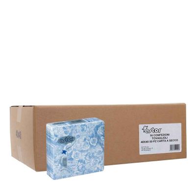 Cartone 800 Tovaglioli airlaid di carta effetto tnt rose azzurre 40x40cm Astor
