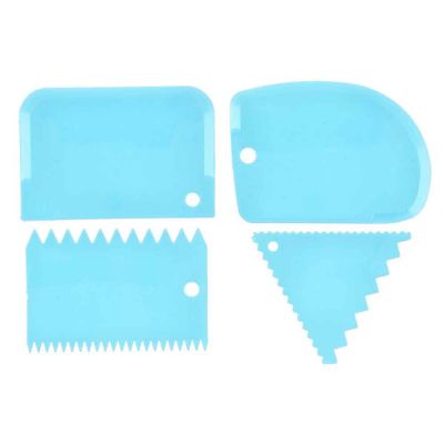 Set 4 Spatole Pettini decora torte in plastica decori vari