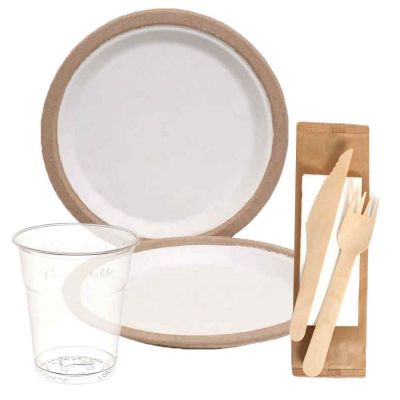 Set completo da tavola biodegradabile 50 persone