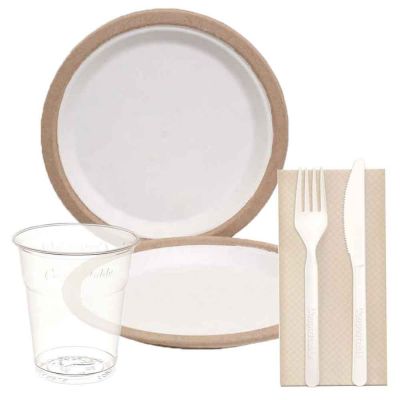 Set completo da tavola compostabile 50 persone