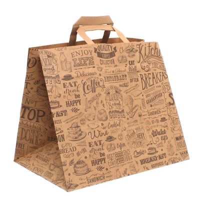 200 Shopper buste in carta Avana con manici per asporto con stampa 32x21 h27 cm