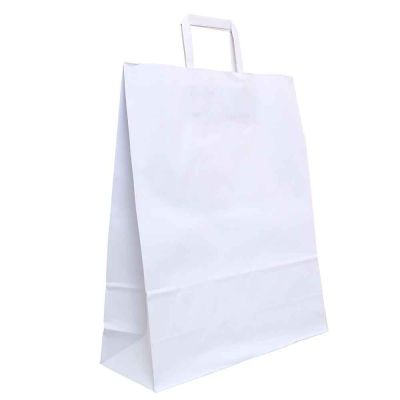 200 Shopper buste in carta bianche tinta unita con manici 36x12 h41 cm