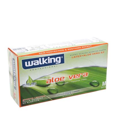 100 Guanti monouso in lattice e aloe vera Walking taglia M 7-7,5