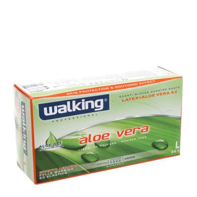 100 Guanti monouso in lattice e aloe vera Walking taglia L 8-8,5