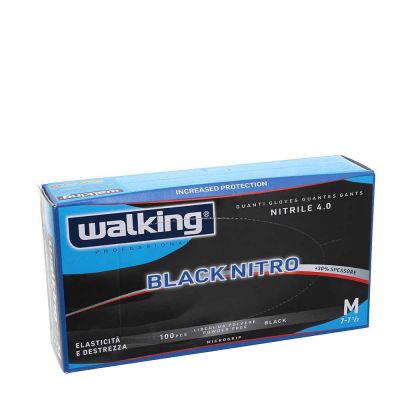 100 Guanti monouso neri in nitrile Walking Black Nitro taglia M 7-7,5