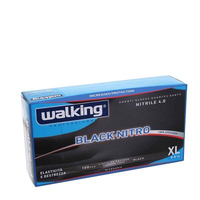 100 Guanti monouso neri in nitrile Walking Black Nitro taglia XL 9-9,5