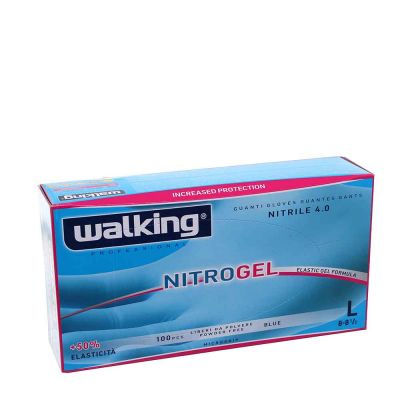 100 Guanti monouso in nitrile Walking Nitrogel taglia L 8-8,5