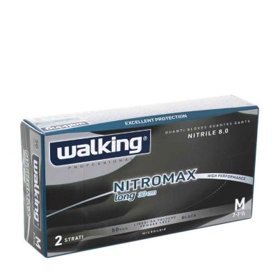 50 Guanti nitrile monouso Walking Nitromax long 30cm M 7-7,5