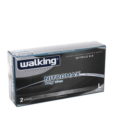 50 Guanti nitrile monouso Walking Nitromax long 30cm L 8-8,5