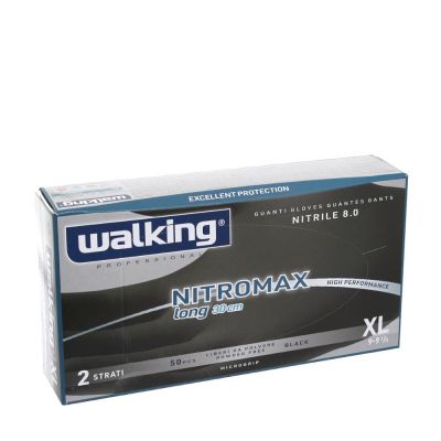 50 Guanti nitrile monouso Walking Nitromax Long 30cm XL 9-9,5