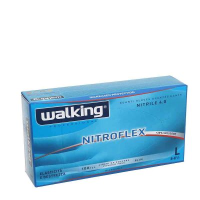 100 Guanti monouso in nitrile Walking Nitroflex taglia L 8-8,5