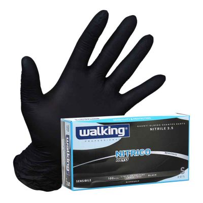 100 Guanti monouso in nitrile Walking Nitrico nero taglia XL 9-9,5