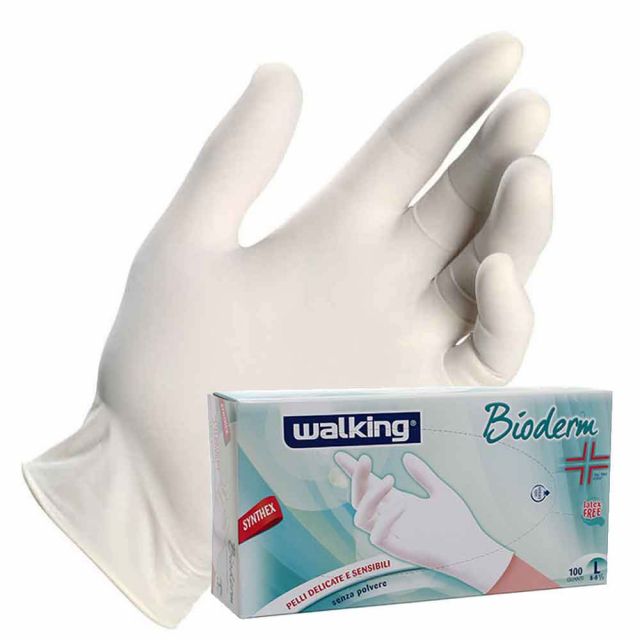 Guanti monouso bianchi in Synthex Walking Bioderm