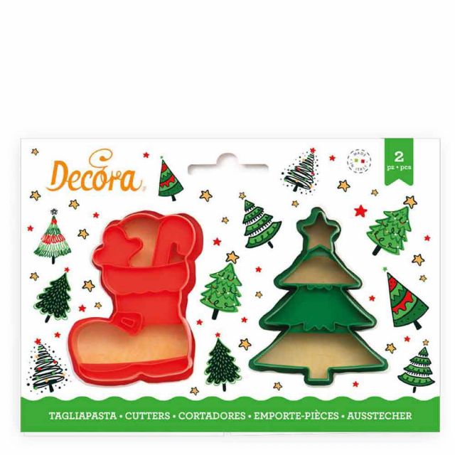 2 Tagliapasta Cutter Albero Natale e Scarpone Decora